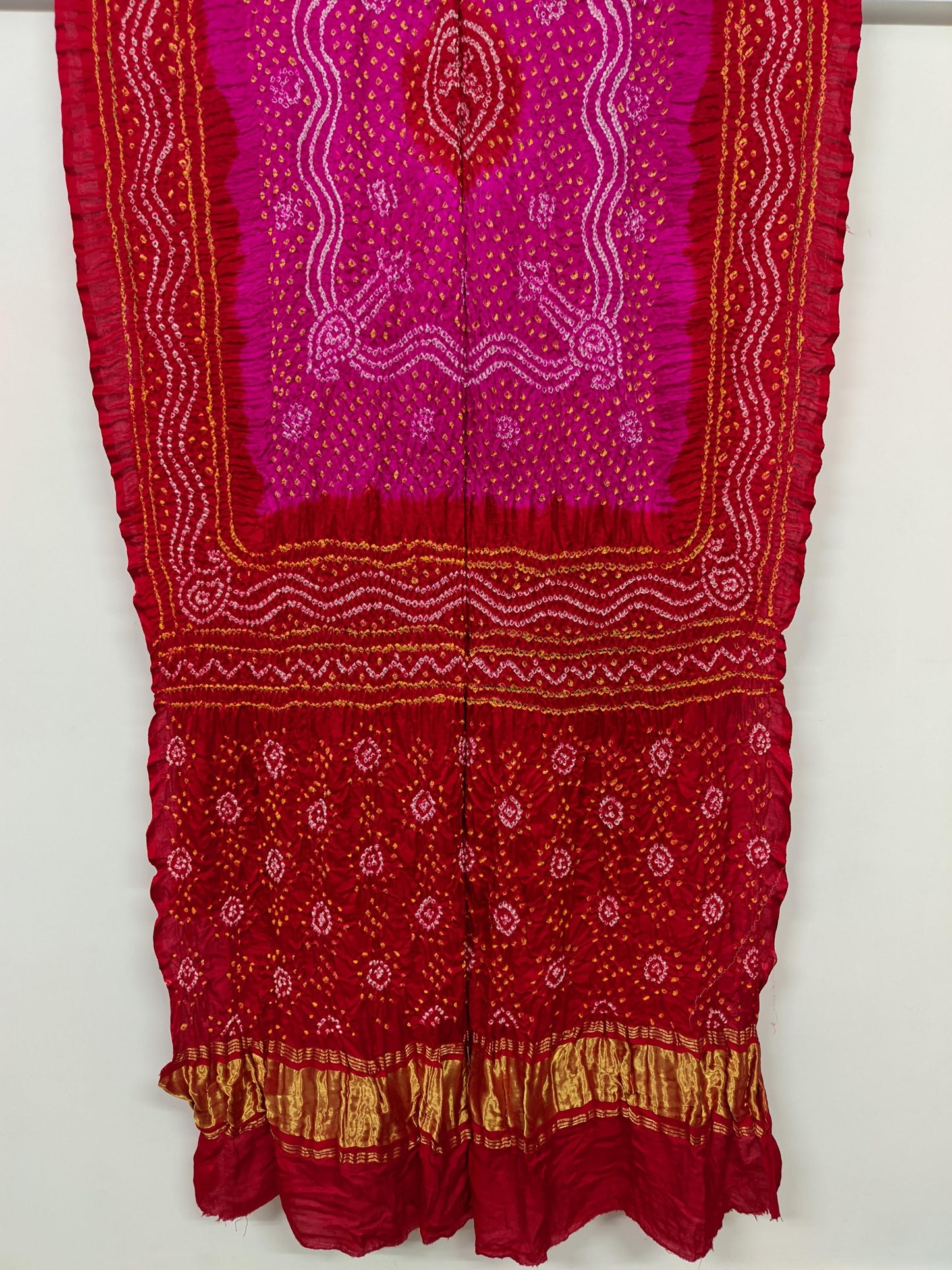 Pure gajji silk bandhani chandrakoni dupatta