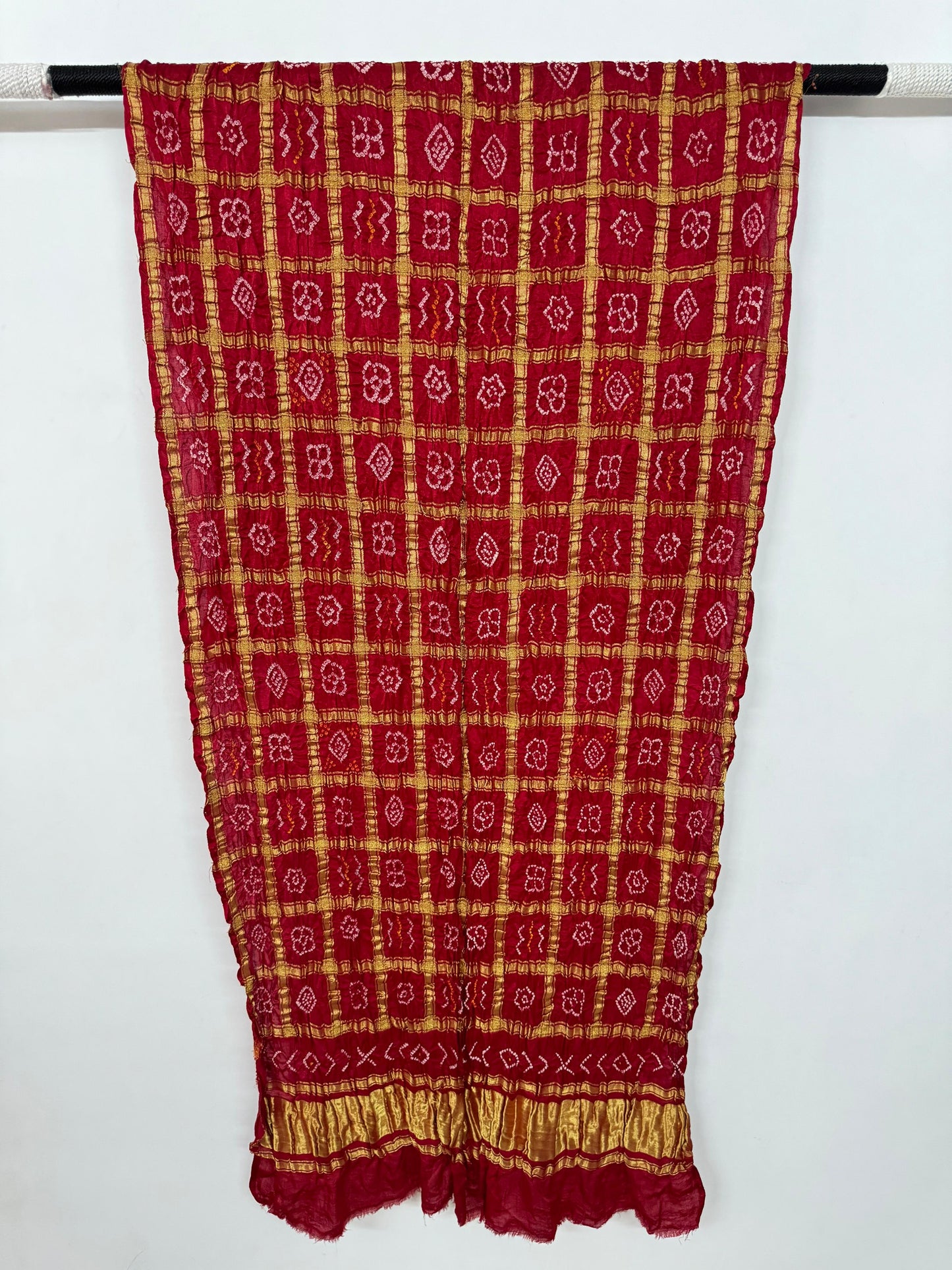 Pure gajji silk bandhani chandrakoni dupatta