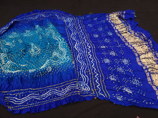 Pure gajji silk bandhani chandrakoni dupatta