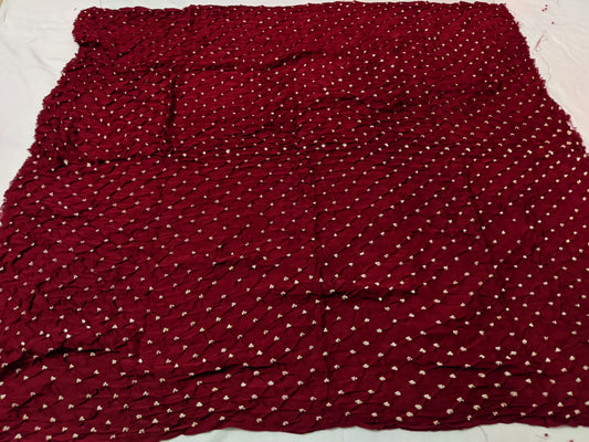 Modal silk white bandhej fabrics - 6 mtrs - Dark Marron