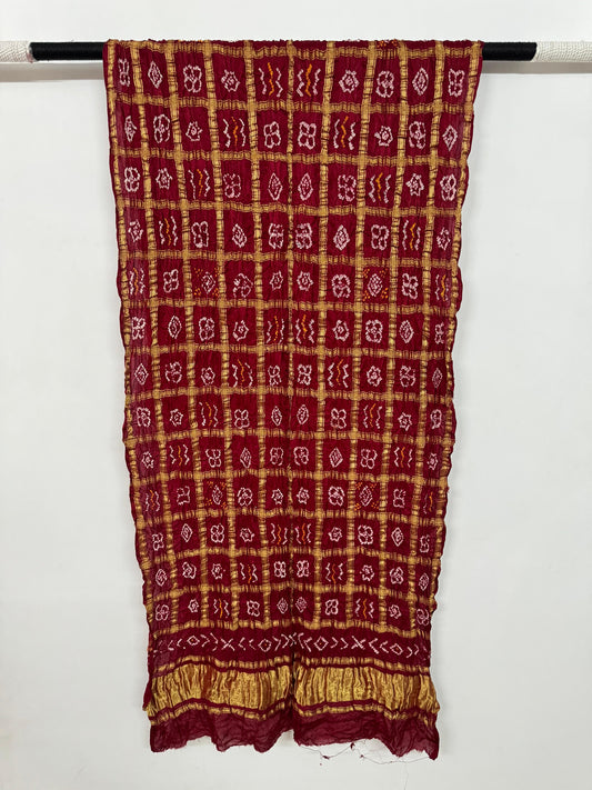 Pure gajji silk bandhani gharchola dupatta - Marron